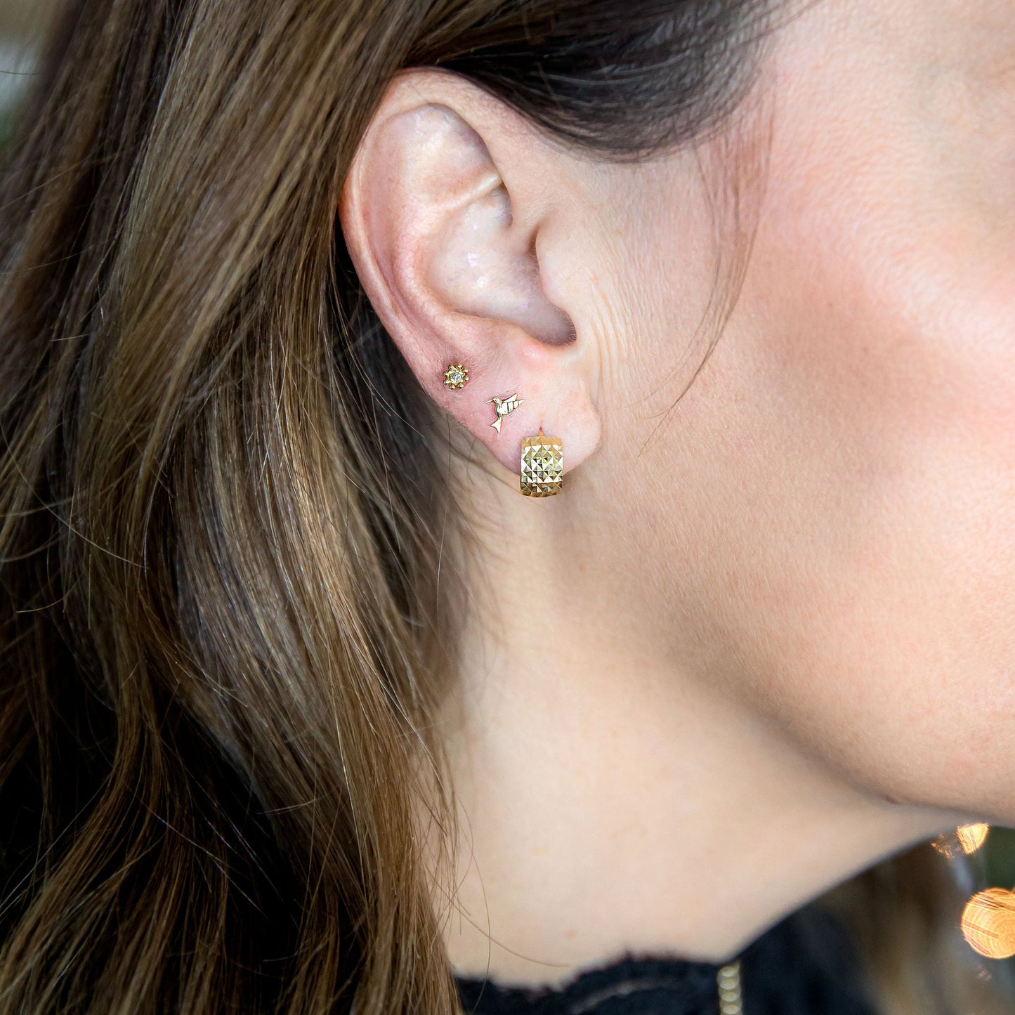 14K Gold Diamond Floral earrings