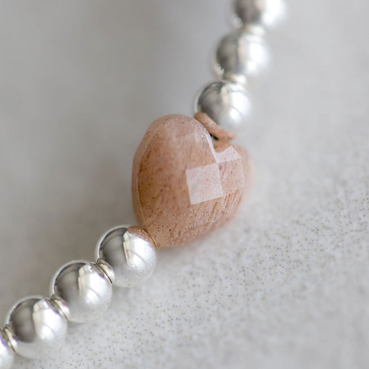 4mm Moonstone Heart - Silver