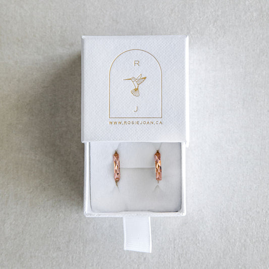 12mm 14K Gold Bevelled Huggie Hoops